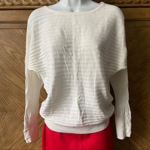 Soho White Ribbed Dolman Tie Sleeve Sweater
